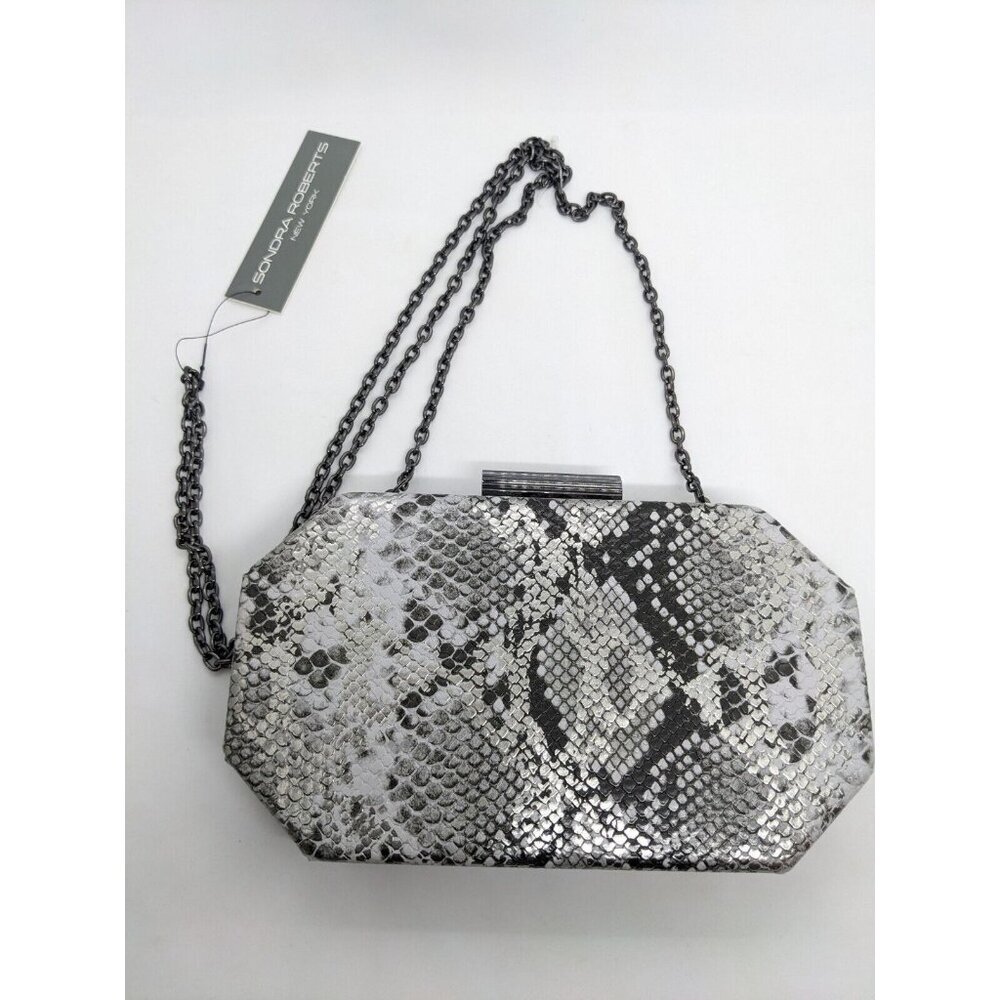 SONDRA ROBERTS python snake women's box clutch sh… - image 7